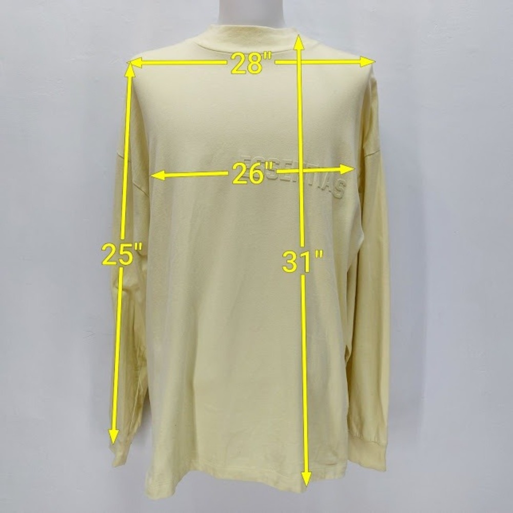 Fear of God Essentials T-Shirt Men's Long Sleeve Large Yellow Mock Neck Hype - Picture 9 of 9